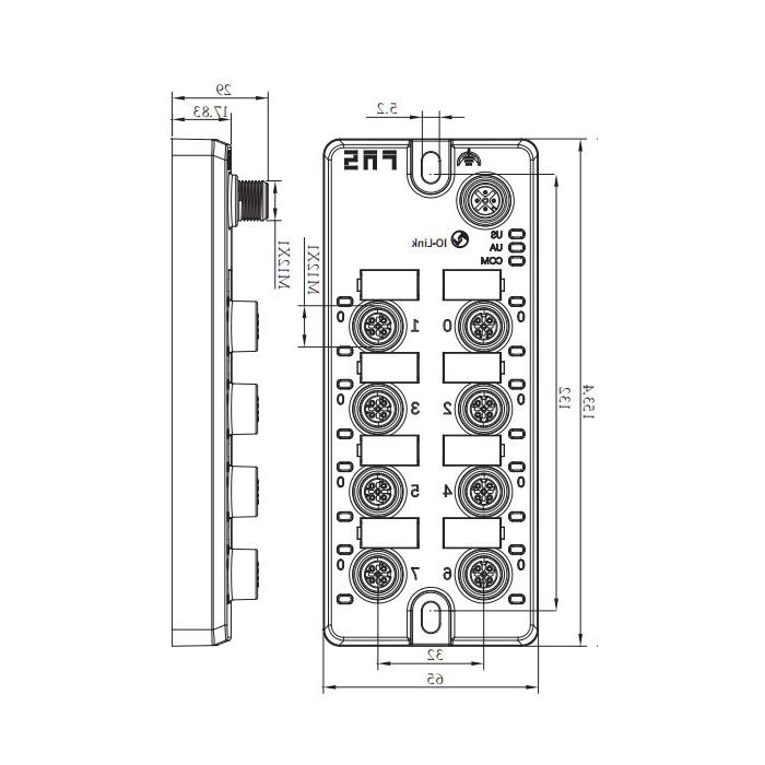 M12 interface, IO-Link Hub, 8AI, PT100 thermocouple analog module, 00BT31